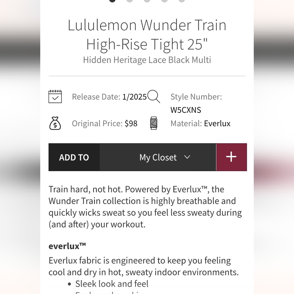 NWT Lululemon Wunder Train HR Tight 25" Sz 2 Hidden Lace Black - Picture 3 of 6